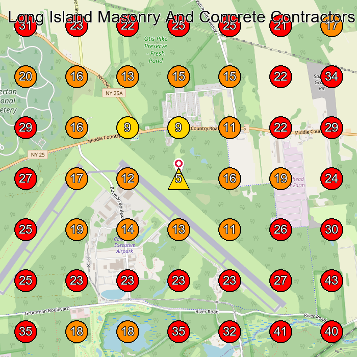 Long Island Masonry And Concrete Contractors GeoGrid visibility map for Masonry Contractor in None